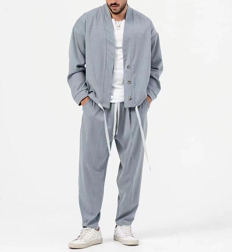 2025 European & American Men s Fashion: Retro Suits & Sports Jackets XXL светло-серый