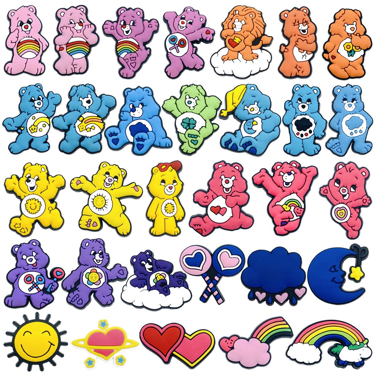 Rainbow Bear Shoe Charms Set: PVC Soft Rubber Shoe Accessories for Clogs