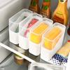 Clear Plastic Refrigerator Storage Box with Hinged Lid and Latch, Refrigerator Side Door Storage Box, Portioned Cheese Slice Box
