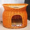 Medium Woven Rattan Pet House: Enclosed, Double-Layer, Washable, All-Season Cooling Mat for Dogs and Cats