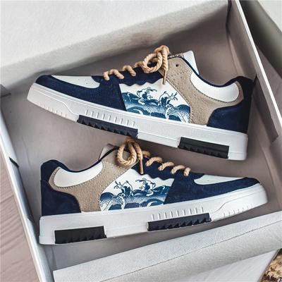 Sapatos de Skate Masculinos Plataforma Cadarço Padrão Onda do Mar Respiráveis Casuais Moda Tênis para Caminhada na Cidade para Mulheres Jovens Zapatos Casuales