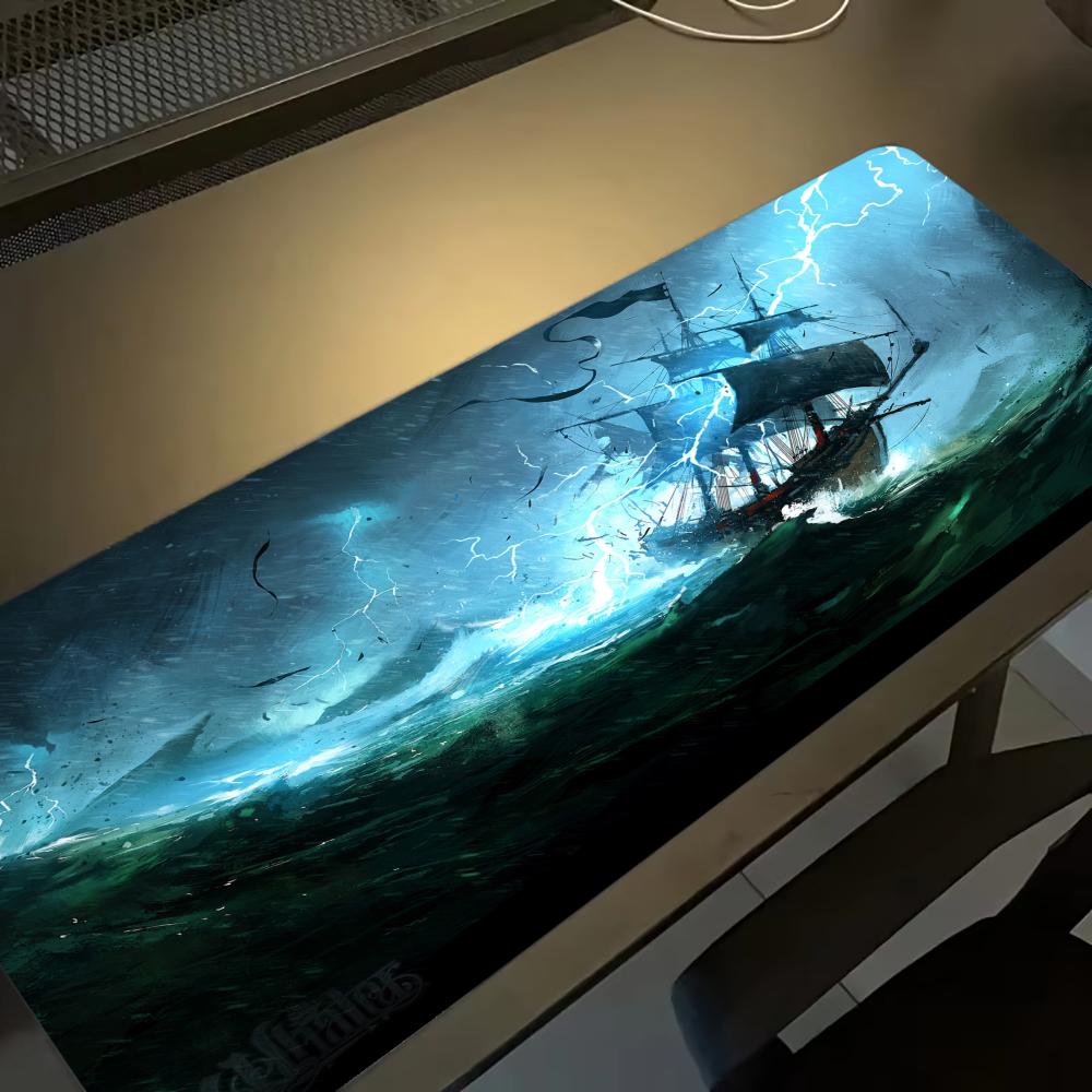 Stormy Seas Ship Ocean Mousepad Desk Mat Gaming Mats Desk Decorating Supplies Mouse Pad Long Pad Office Decor Set Up Carpet