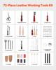 Leather Working Tools Kit 72 PCS Engraving Punching Stamping Sewing Tools