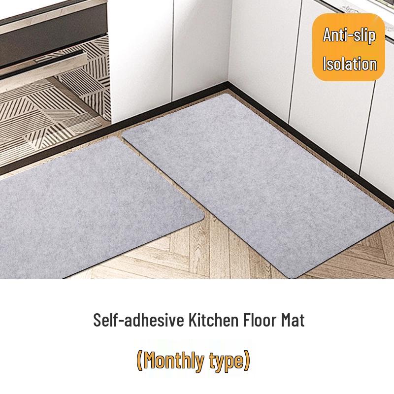 

Monthly Replacement Oil-Proof Anti-Slip Kitchen & Bathroom Water-Absorbing Mat Light Gray 50x90cm 1 Piece