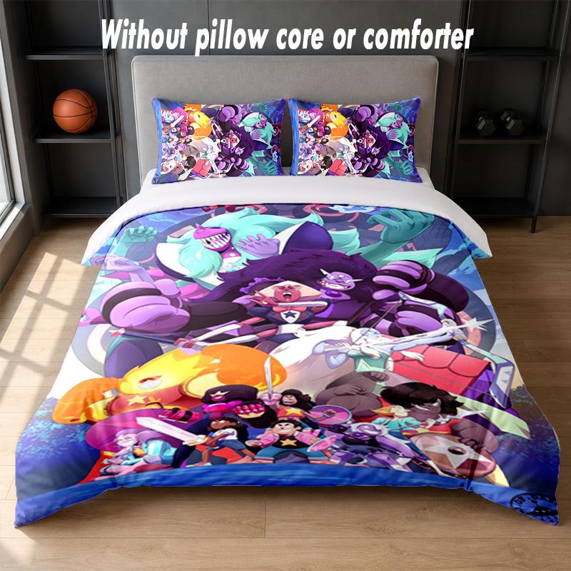 Steven Universe Design Bett Bettwäsche Set 1 Bettbezug + 2 Kissenbezüge Weich Atmungsaktiv Haushalt Bettwäsche
