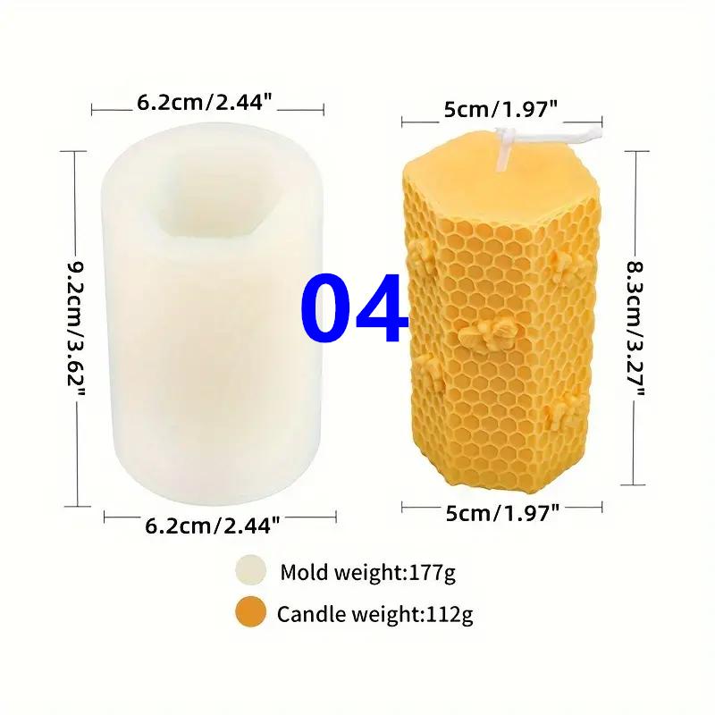 3D Honeycomb Cylinder Candle Silicone Mold DIY Honeycomb Bee House Handmade Making Soy Wax Candle Mold Home Decor Gifts