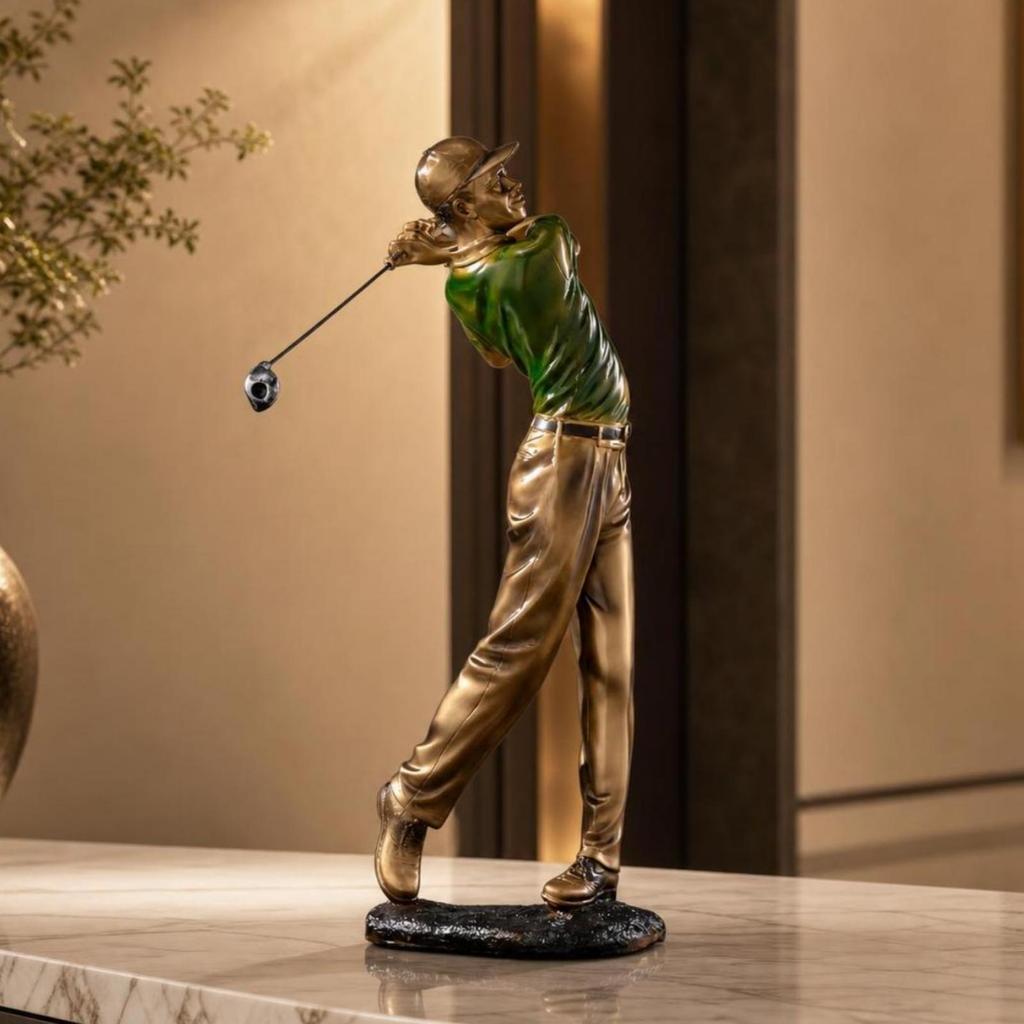 Golfer Figurine Sculpted Golf Modern for Office, TV Cabinet, Golfers