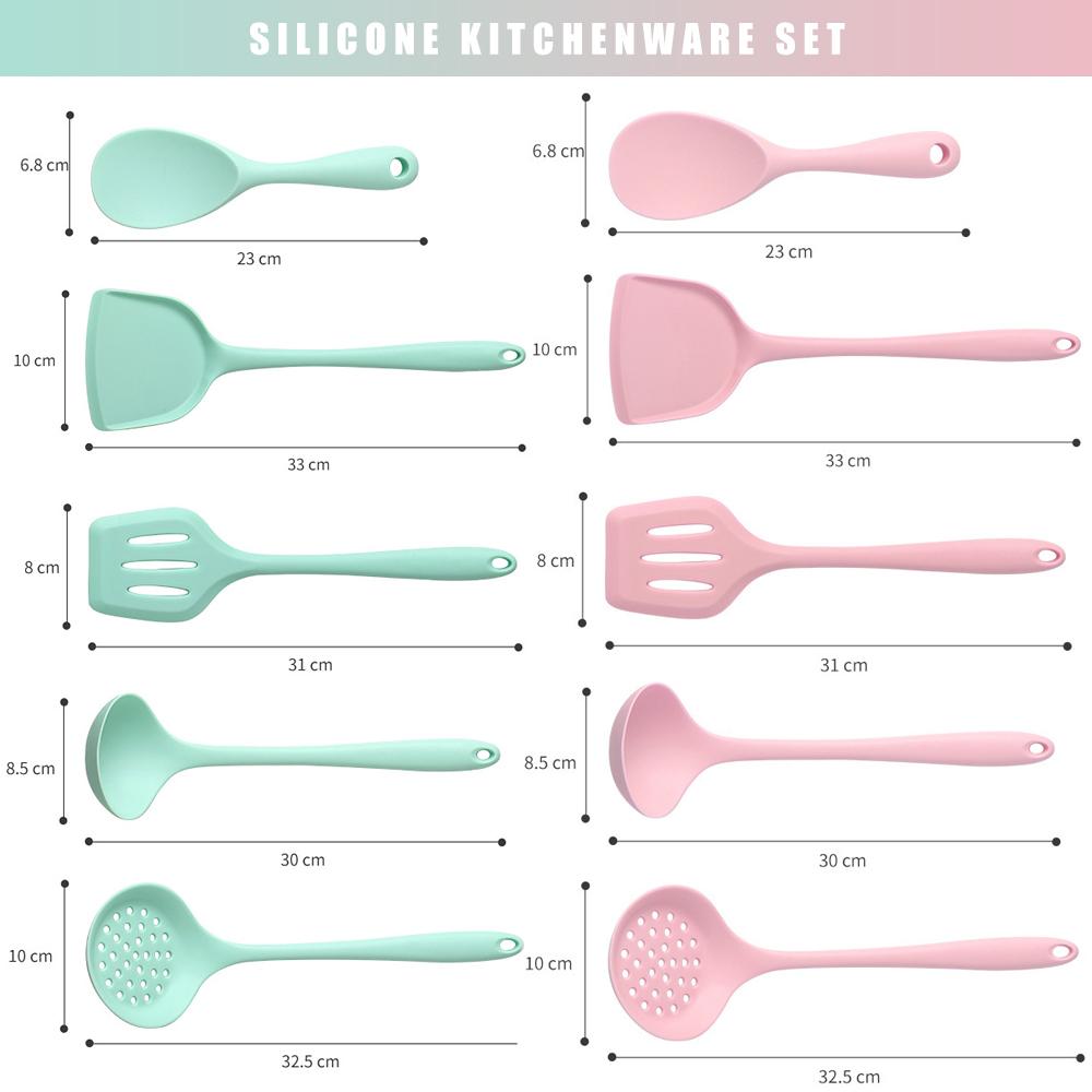 5Pcs Silicone Cookware Non-stick Cooking Utensils Wok Spatula Spoon Colander Rice Spatula Kitchenware Kitchen Cooking Tool Set