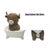 Cute Scottish Highland Cow Resin Figurines Funny Bathing & Reading Cow Statue Desk Decor For Home Bathroom Office Holiday Gift