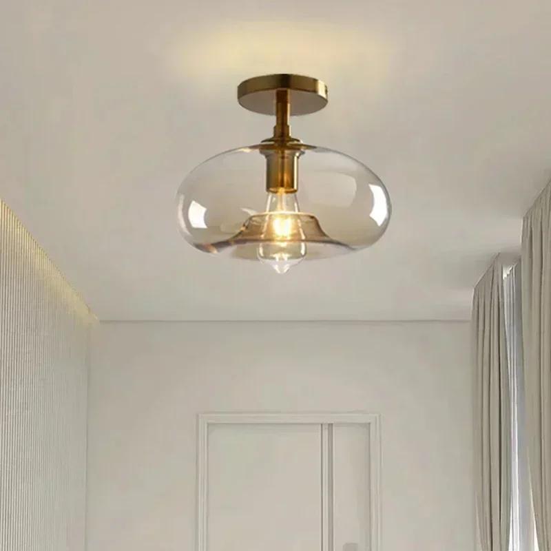 Luminária pendente nórdica LED de vidro de alta qualidade Cabeça dourada Vários formatos de vidroQuarto Sala de estar Restaurante Corredor