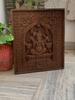 Teak Wood Ganesha Wall Panel: Handcrafted Hindu Temple Decor
