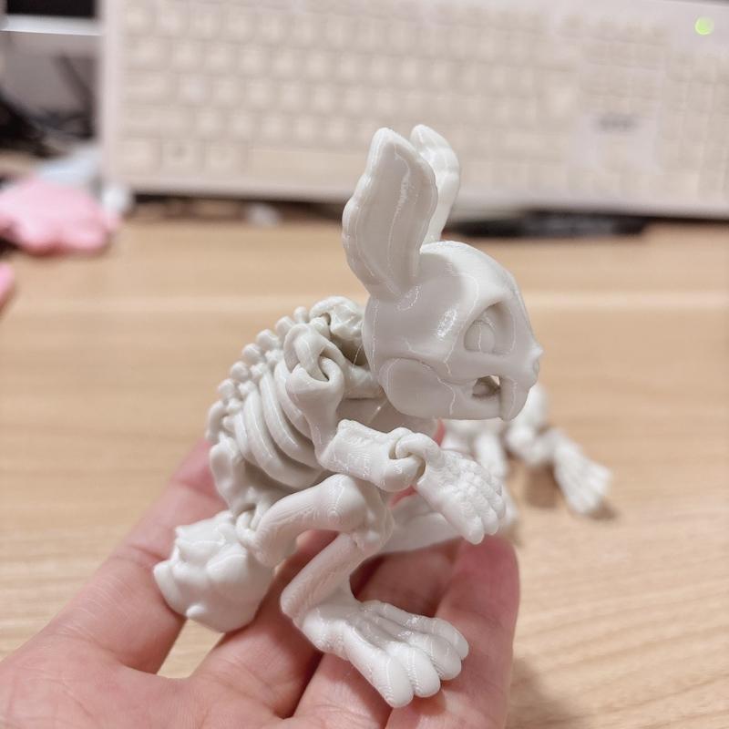 3D Printed Skeleton Rabbit Statues and Movable Skeleton Rabbit Ornaments for Halloween, Day of The Dead, Christmas, and Easter