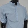 Yousheng Men Shirt Stand Collar Roll-up Long Sleeve Pullover Tops Pure Color Loose Fit Casual Shirt Travel Party Daily Wear