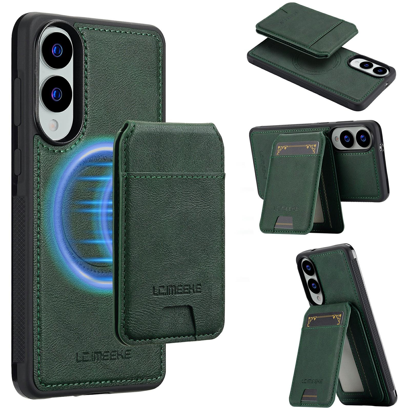 

LC.IMEEKE L3 For Samsung Galaxy S25 Edge Magnetic Case Detachable Card Holder Leather TPU Mobile Cover Green