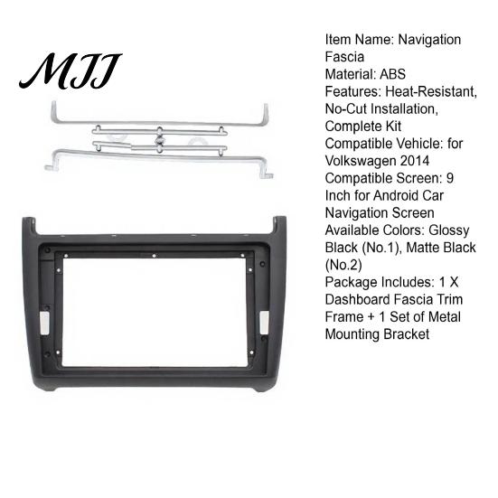 Car Navigation Console Bezel 9 Inch Radio Dash Kit for Volkswagen 2014, Stereo Fascia Panel Vehicle Installation with Mounting Brackets Screws, Center
