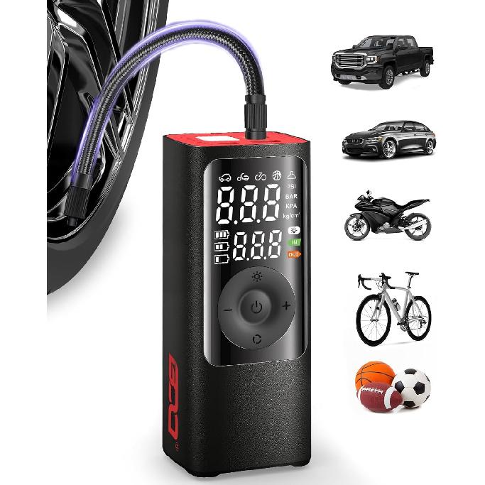 

BDO Tire Inflator - Portable Air Compressor, 2.5X Faster 150PSI Cordless Tire Inflator, Tire Air Pump with Dual LCD Display, Auto-Shutoff, Air 150PSI