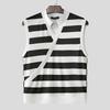 INCERUN Summer Men Stand Collar Sleeveless Striped Print Casual Tank Tops