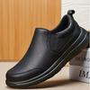 Men's Versatile Black Leather Casual Work Shoes - Stylish British Design
