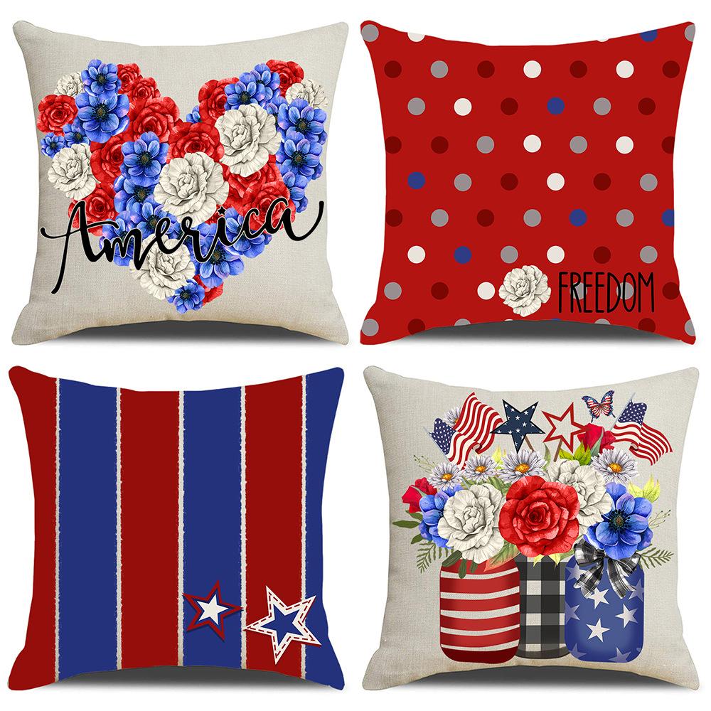 Dekorace na oslavu Dne nezávislosti Povlak na polštář Pruhovaný polštář Tečkovaný Venkovní povlak na polštář Událost Opěrka zad Tištěný povlak na polštář