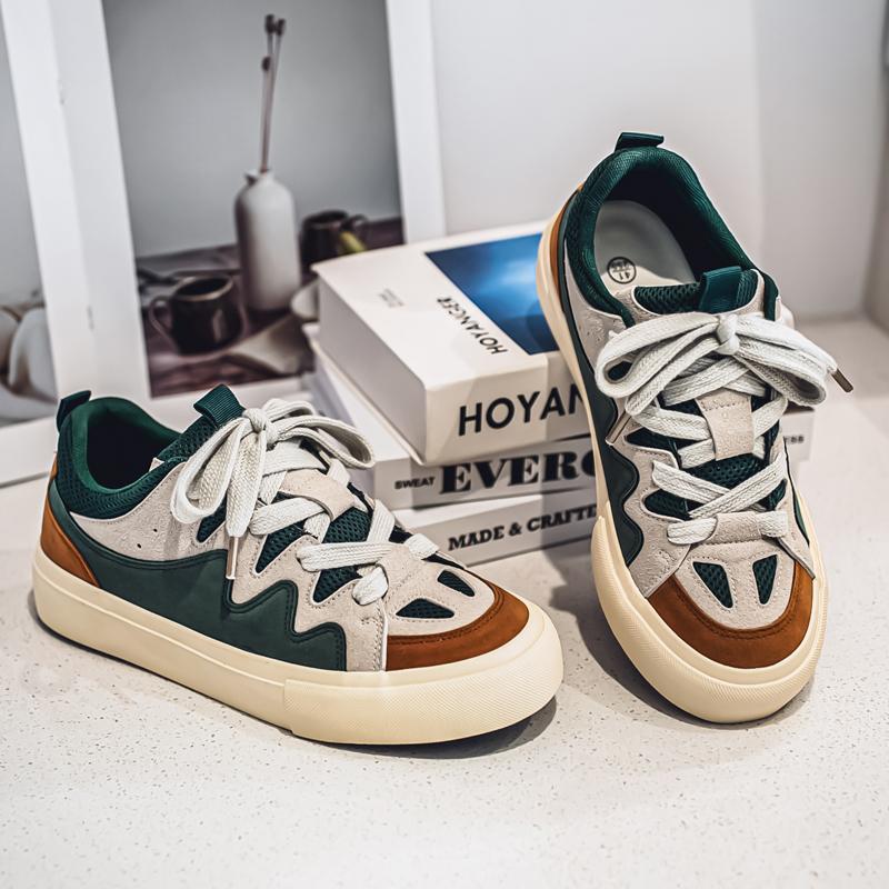 Fashion Skateboard Sneakers Men's Low Top Sneakers Lightweight Non-Slip Comfort Causal Walking Shoes for Male