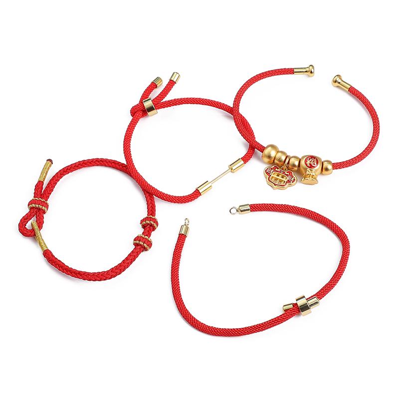 Halvferdig Justerbart Flettet Rødt Tau For DIY Smykkefremstilling Perling Armbånd