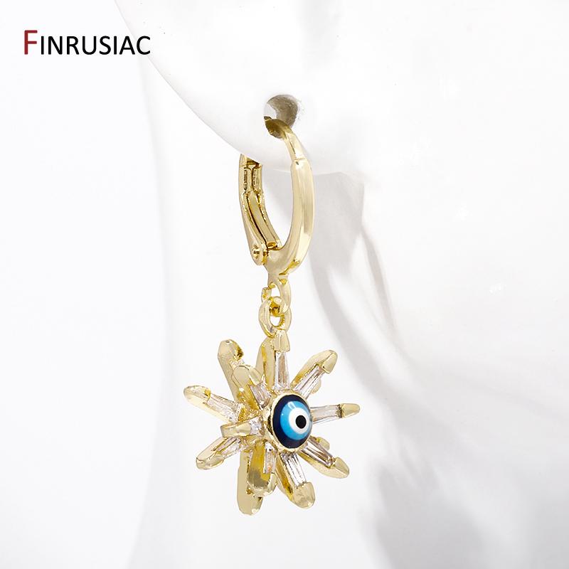 Nouvelles Boucles d'Oreilles Créoles Pendantes Œil du Mal en Zirconium de Luxe Pour Femmes Laiton Œil Turc Grec Boucles d'Oreilles Pendantes Bijoux Cadeau de Fête