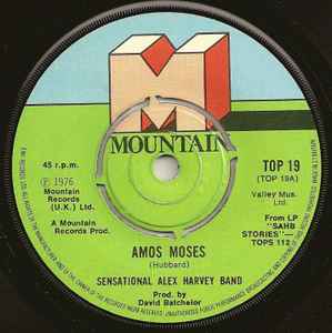 

7inch Record SENSATIONAL ALEX HARVEY BAND Amos Moses TOP19 Mountain 1976 UK Rock Used
