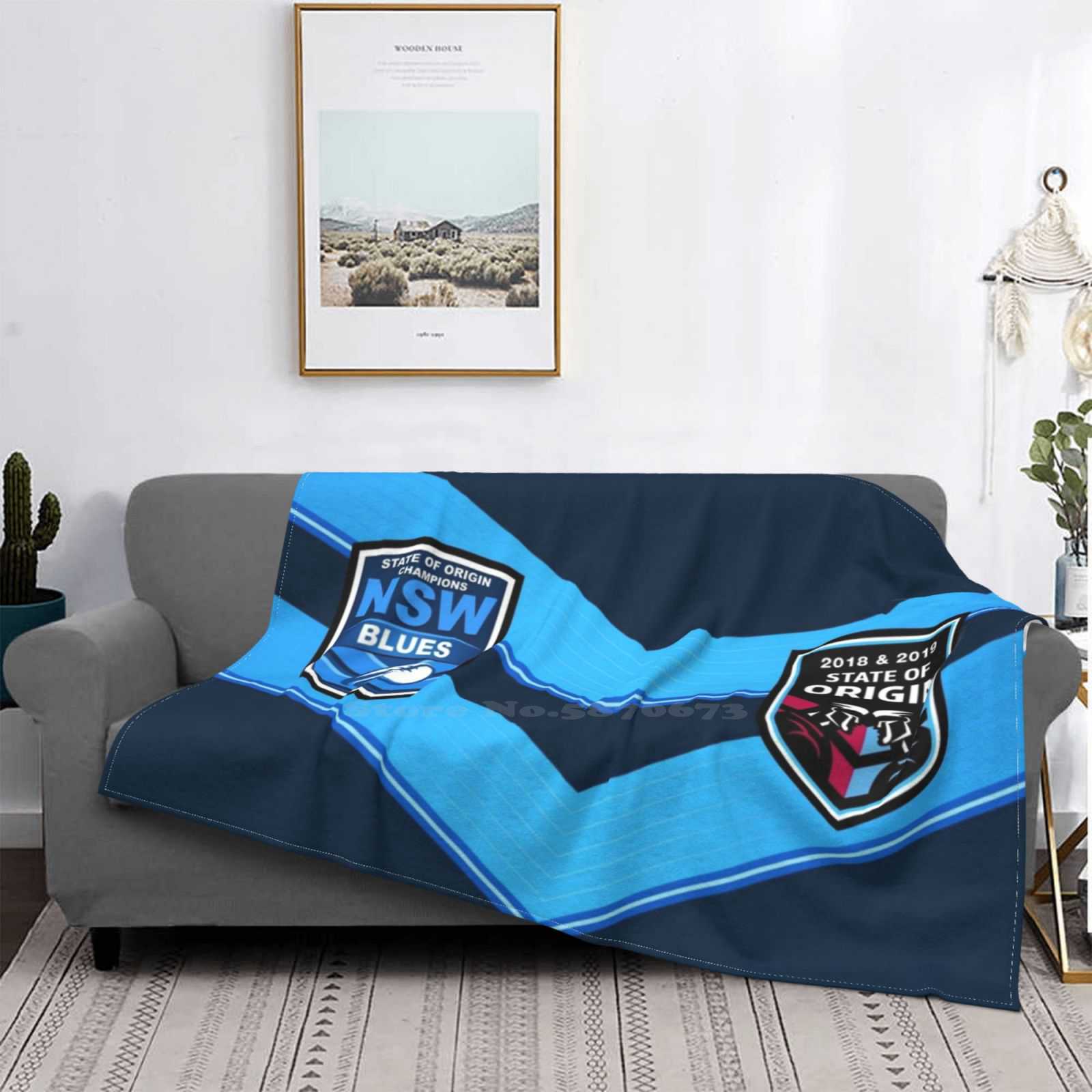 State Of Origin Nsw Back2Back Champions! Super Warm Soft Blankets On Sofa/Bed/Travel State Of Origin Nsw Blues Size: 75*100cm, Weight: 230 GSM