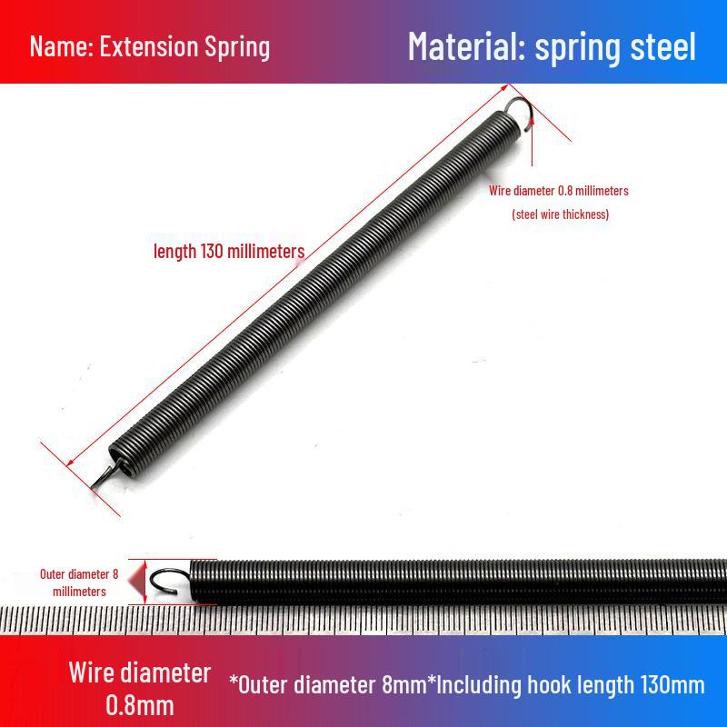 0.8mm Yellow Extension Spring with Hooks - Stapler Rebound Force 