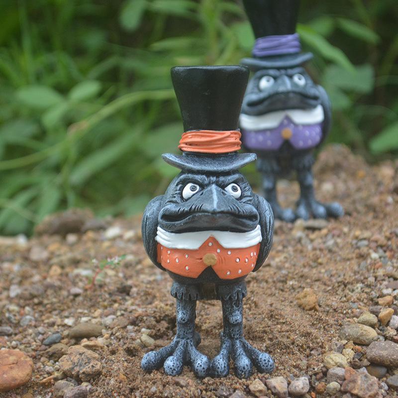 Ornaments Garden Patio Decorations Halloween Crow Statue Ornament Resin Crafts