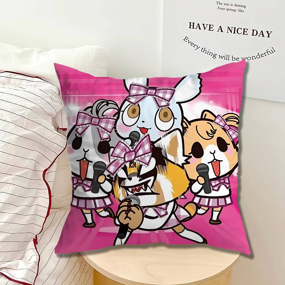 Fur collar fox Aggretsuko Single Throw Pillow Case Cover Sofa Cushion Home Room Decor