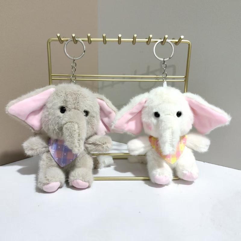 1Pcs Cartoon Elephant Stuffed Doll Keyring Soft Plush Toy Key Holder Bag Pendant Cute Elephant Keychain Backpack Hanging Decor