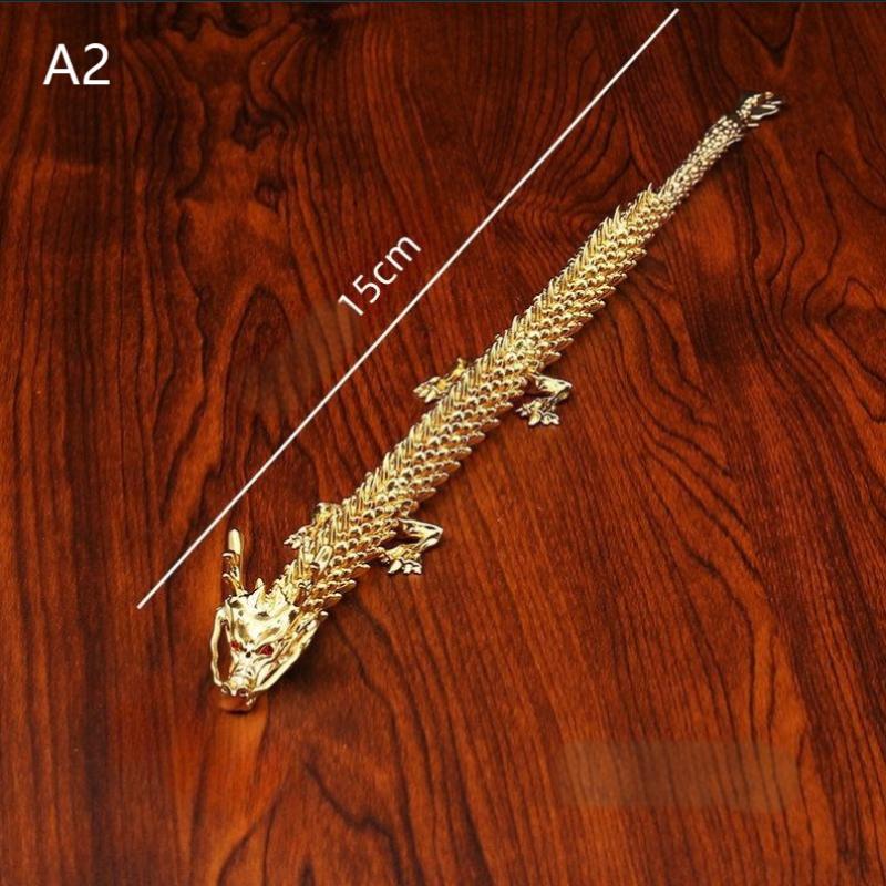 Alloy Five Claw Golden Dragon Ornaments Can Move Chinese Loong Handlebars Home Office Desktop Decorations