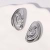 Stainless Steel Geometric Oval Stud Earrings for Women Exaggerated Gold Color Metal Texture Personality Earrings Jewelry Gifts