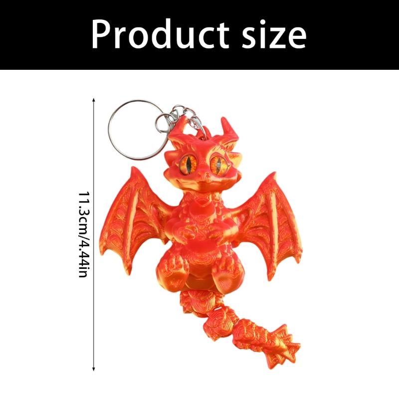 Unique 3D Printed Western Dragon Toy Keychain With Movable Joints For Play And Display Keyring Accessories