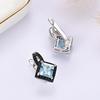 925 silver ring earrings pendant necklace natural sky blue Topaz real gemstone fine jewelry set for women's Daily and party wear