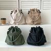 New Fashion Women'S Bag Large Capacity Drawstring Bucket Bag Simple Workwear Style Nylon Shoulder Bag For Women Handbag