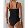 Modest Two-Piece Swimsuit for Women Tummy Control Slimming Swimsuit with Ruffled Neckline and Straps Summer Beach Swimwear
