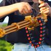 Pistola de Brinquedo Gatling Dourada de Fogo Contínuo Alimentada por Corrente para Softbol Máquina de Guerra para Batalha ao Ar Livre