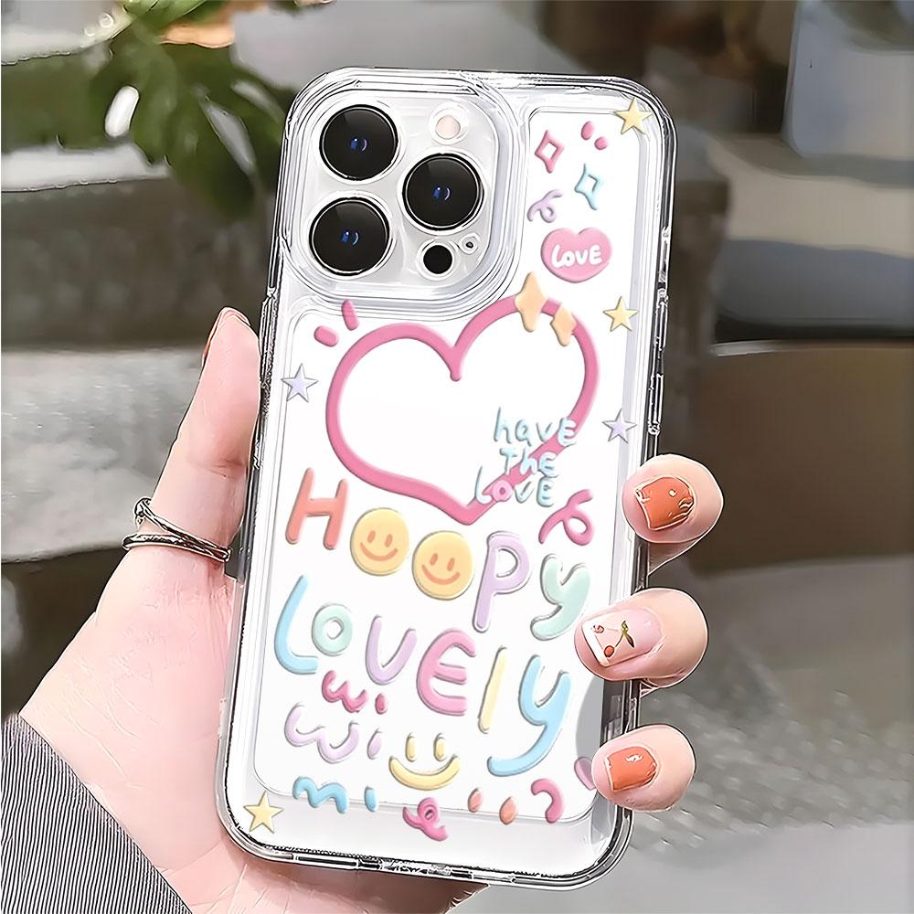 Happy Lovely Letters Transparent soft TPU Phone Case for Xiaomi Redmi Note 15 14 13 12 11 10 9 Pro Plus 4G 5G Soft Cover