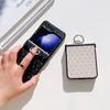 Luxury Leather 3pcs Folding Case For Samsung Galaxy Z Flip6 Flip5 Flip4 Flip3 Diamond Shockproof PC Ring Holder 3pcs Folding Cover