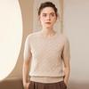 Women's Yellow Cable Knit Cashmere Short-Sleeve Sweater - Autumn/Winter Round Neck Pullover