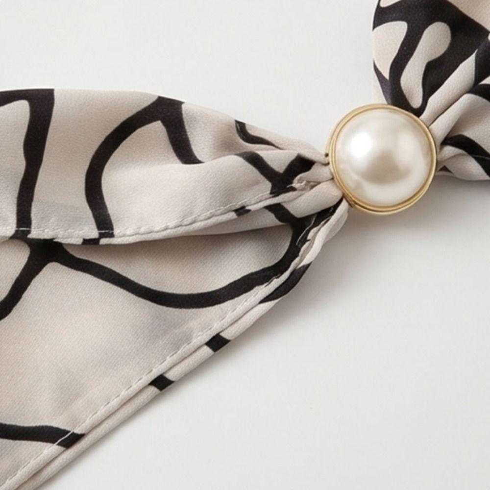 Magnetic Pearl Buckle Satin Neck Scarf No Tie Choker Scarf Elegant Decorative Silk Scarf  Summer
