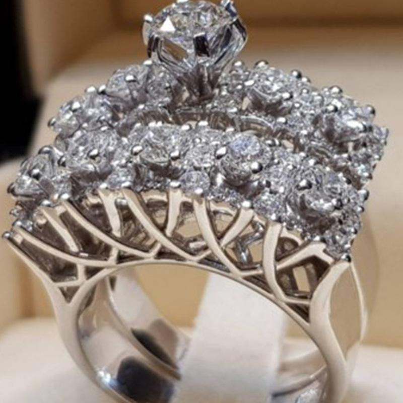 Accessori Set Coppia Anello Moda Donna Anello Zircone