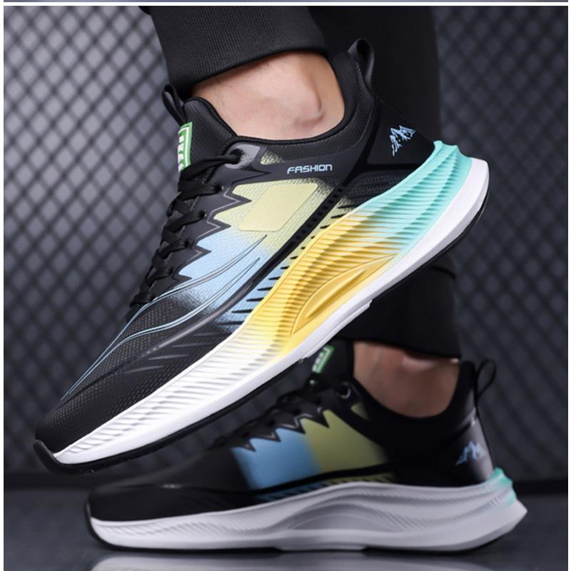 Men's Gradient Running Shoes Breathable Lace-Up Cushioned Sole Sports Sneakers