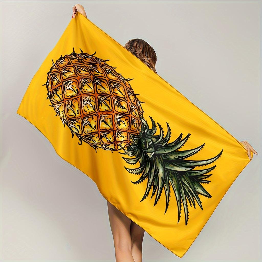 1PC Tropical Pineapple Beach Towel Polyester Quick Dry Travel Towel Unisex Lightweight Soft for Swimming Camping Surfing Beach E