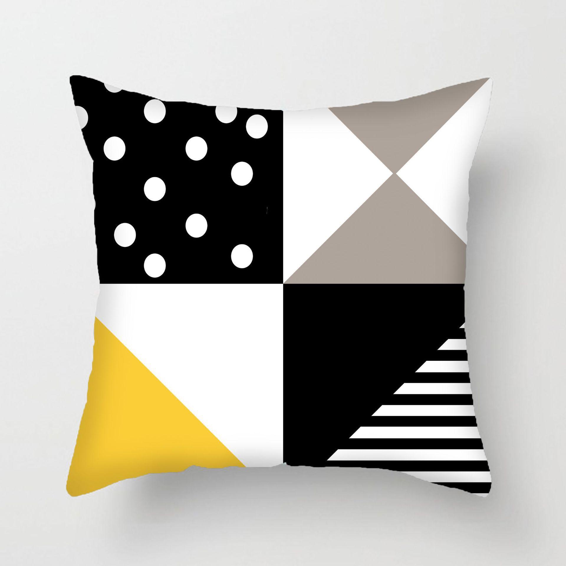 Современная простая желто-черная наволочка Геометрическая абстрактная наволочка Короткошерстная автомобильная наволочка 45CM * 45CM (± 1 without pillow core)