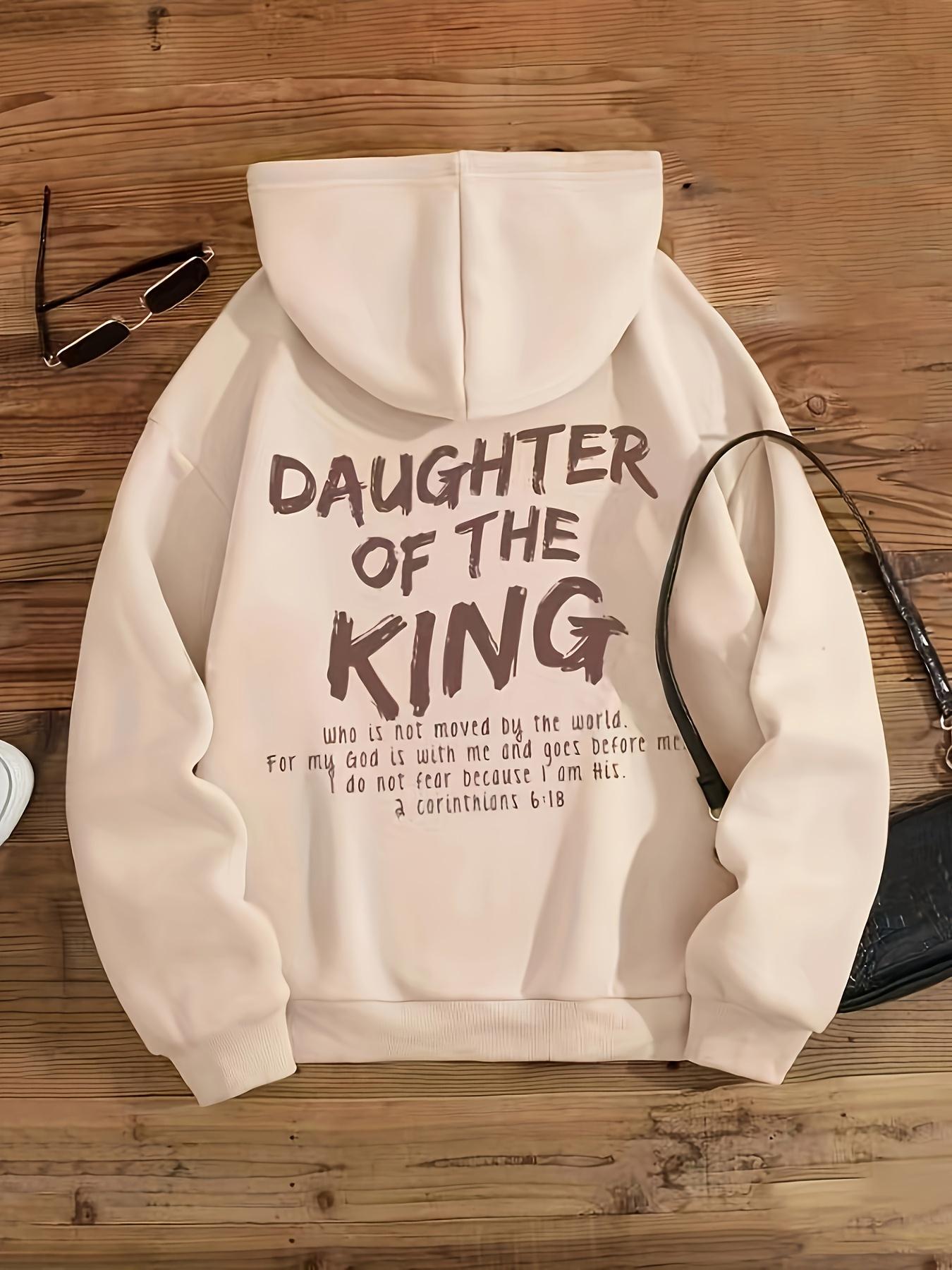 

Women s Elegant Hooded Sweatshirt with Daughter of the King Graphic Corinthians Scripture Geometric Pattern Relaxed Fit Hoodie 3XL