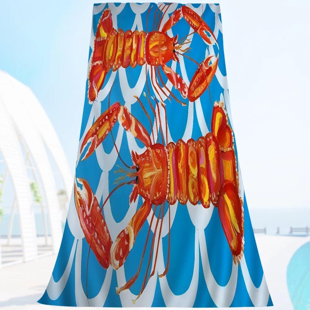 

Colorful Sardine Lobster Fish Ocean Microfiber Beach Towel Absorbent Quick Dry Soft Yoga Swimming Resort Mountain Climbing Towel W30*H60(CM)
