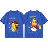 Potdemiel Summer New Pikachu Print Childrens Cotton TShirt Boys and Girls Comfortable and Breathable Childrens TShirt